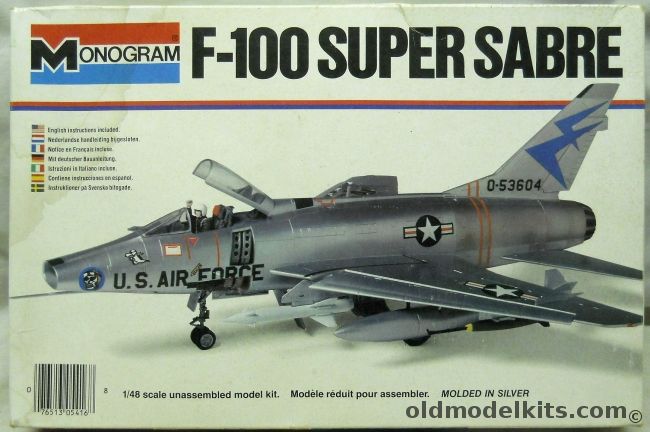 Monogram 1/48 F-100 Super Sabre - Fighter Bomber Camo or Natural Finish, 5416 plastic model kit