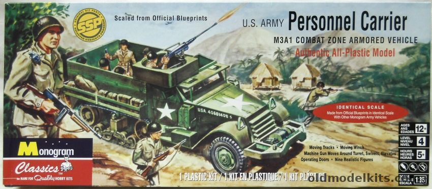 Monogram 1/35 US Army M3A1 Armored Personnel Carrier, 85-0035 plastic model kit