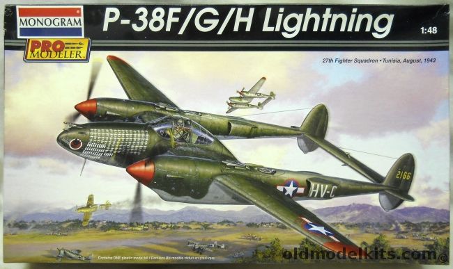Monogram 1/48 P-38F/G/H Lightning Pro Modeler - (P-38), 85-5974 plastic model kit