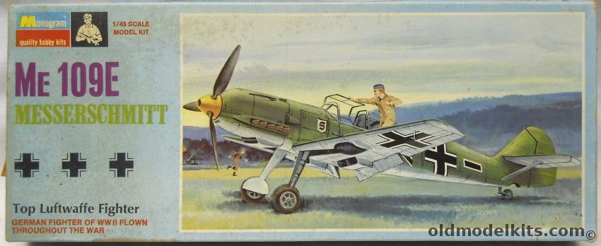 Monogram 1/48 TWO Me-109 Messerschmitt (Bf-109) - Blue Box Issue, PA74-6800 plastic model kit