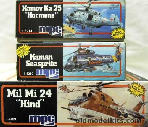 MPC 1/72 TWO Kaman SH-2F Seasprite / THREE Kamov Ka-25 Hormone / TWO Mil Mi-24 Hind, 1-4210 plastic model kit