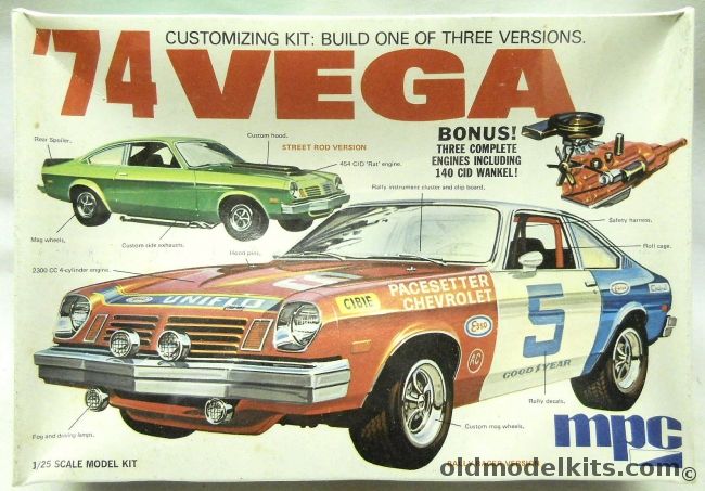 MPC 1/25 1974 Chevrolet Vega - Stock / Rally Racer / Street Machine, 1-7427-250 plastic model kit