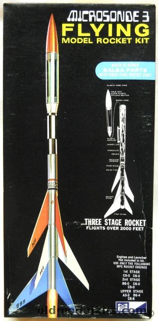 MPC Microsonde 3 Flying Model Rocket - Three Stage Rocket With Payload Section, R-209 plastic model kit