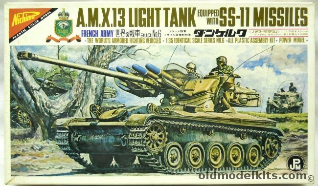 Nichimo 1/35 French Army AMX13 Light Tank With SS-11 Missiles - Motorized, R3506-400 plastic model kit