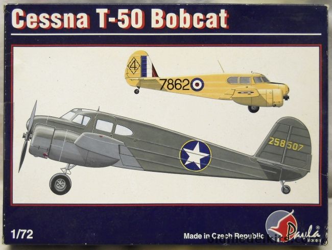 Pavla 1/72 TWO Cessna T-50 Bobcat / JRC-1 / UC-78 / Crane - RCAF / USAAF 8th AF Great Britain / Bamboo Bomber US Navy NAS Pensacola, 72022 plastic model kit