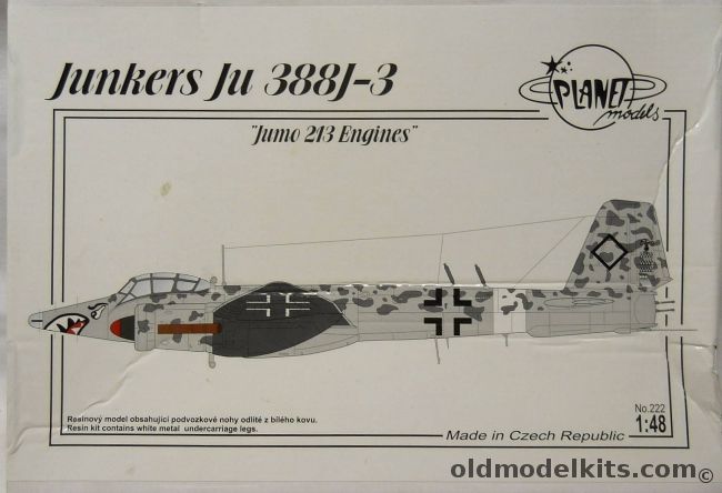 Planet Models 1/48 Junkers Ju-388 J-3 - Jumo 213 Engines - (Ju388J3), 222 plastic model kit