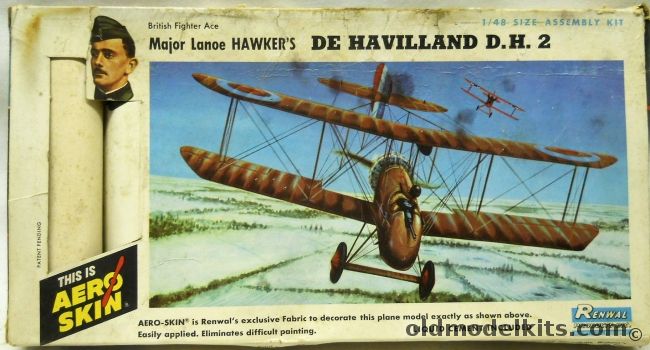Renwal 1/48 Major Lanoe Hawker's De Havilland DH-2 - With Aeroskin, 281-149 plastic model kit