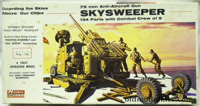 Renwal 1/32 Skysweeper 75mm Anti-Aircraft Gun - M51 (D48), 552 plastic model kit