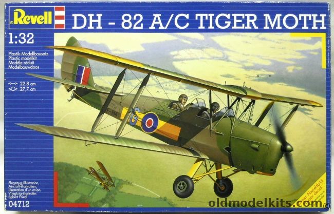 Revell 1/32 DH-82 A/C Tiger Moth - With Wheels / Skis  - Netherland Army Air Force / RAF No.5 Glider Training School / RCAF Canada No.6 Elementary Flight Training School, 04712 plastic model kit