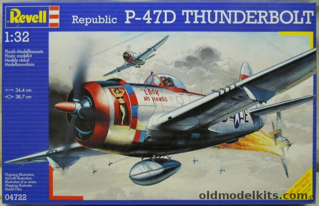 Revell 1/32 Republic P-47D Thunderbolt - US 509th Fighter Squadron 'Look No Hands' At Airfield R-68 Straubling Germany 1945 / P-47D-30-RE French Air Force GC II/3 Campagne, 04722 plastic model kit