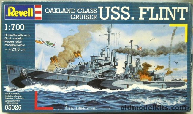 Revell 1/700 USS Flint CL-97 Light Cruiser - Atlanta / Oakland Class - Also With Decals For USS Oakland CL-95, 05026 plastic model kit