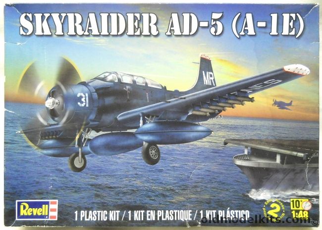 Revell 1/48 Skyraider AD-5 (A1-E) - US Navy AD-5 VMA-133 Alameda CA 1950s / A-1E USAF A-1E 4407th Hurlburt Field Florida, 85-5327 plastic model kit
