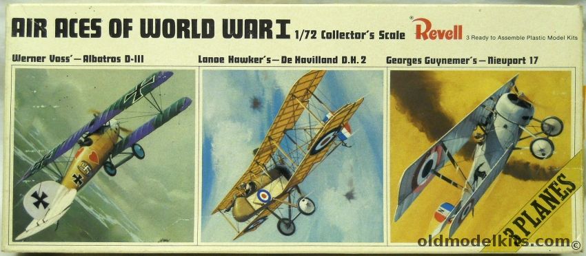 Revell 1/72 Air Aces of WWI / Voss Albatross DIII / Hawkers DH-2 / Guynemer's Nieuport 17, H685-100 plastic model kit