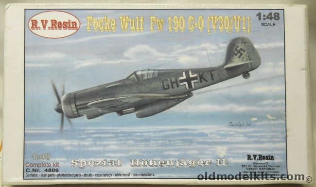 RV Resin 1/48 Focke-Wulf Fw-190 C-0 (V30/U1) - High Altitude Fighter, 4806 plastic model kit
