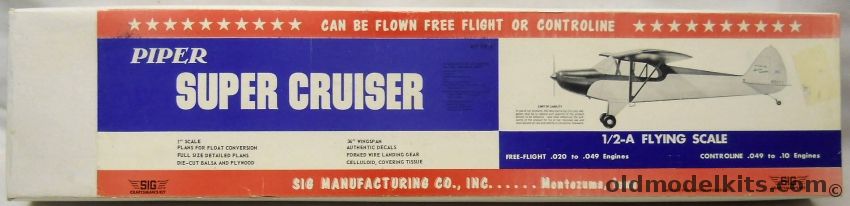 SIG 1/12 Piper Super Cruiser -  36 Inch Wingspan Flying Model Airplane Kit, FF-8 plastic model kit