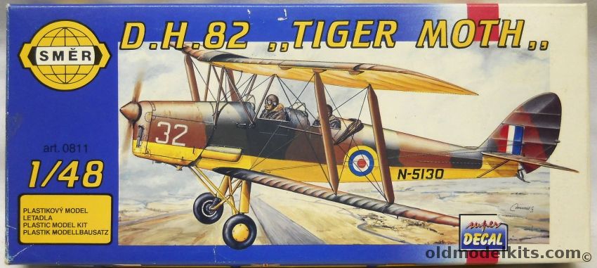 SMER 1/48 De Havilland DH-82 Tiger Moth - RAF Or Sweden - (ex Aurora), 0811 plastic model kit