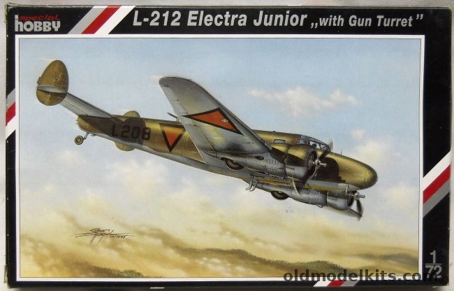Special Hobby 1/72 L-212 Electra Junior With Gun Turret - Netherlands NEIAF Java 1940-41 / NEIAF Netherlands October 1939 Andir Java / Netherlands Air Force May 6 1939 When Delivered to Soerabaja in Java / Formerly NEIAF Moved To India RAF, 72094 plastic model kit