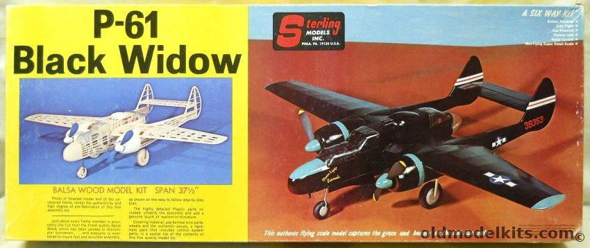 Sterling Northrop P-61 Black Widow - 37.5 inch Wingspan Flying Airplane, E-15 plastic model kit