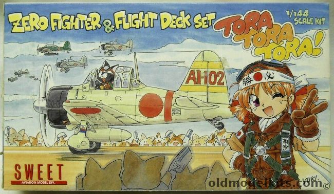 Sweet 1/144 Tora Tora Tora Zero Fighter And Flight Deck Set - A6M2b With Pearl Harbor Flight Deck and Elevator Display Base, 10 plastic model kit