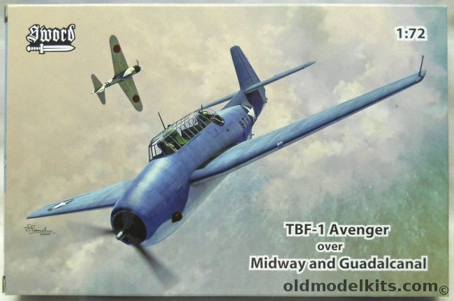 Sword 1/72 TBF-1 Avenger Over Midway And Guadalcanal - Bu.No.00380 VT8 Battle of Midway / Marine Sq VMSB-131 Guadalcanal 1942 / CV-3 USS Saratoga 1943, SW72136 plastic model kit