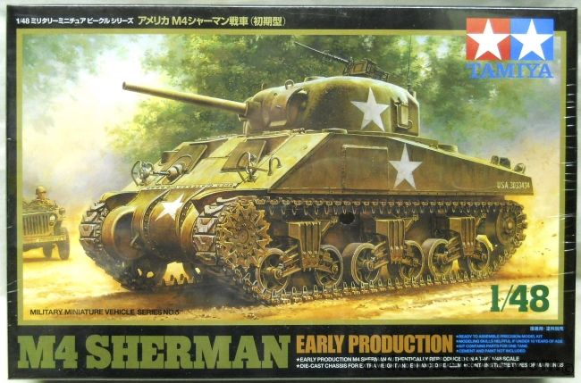 Tamiya 1/48 M4 Sherman Early Production - With Metal Chassis, 32505 plastic model kit