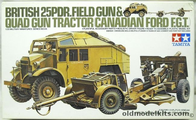Tamiya 1/35 British 25pdr Field Gun and Quad Gun Tractor - Canadian Ford FGT, MM144 plastic model kit