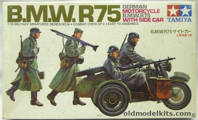 Tamiya 1/35 BMW R75 Motorcycle With Side Car - And Combat Crew of  4, 35016 plastic model kit