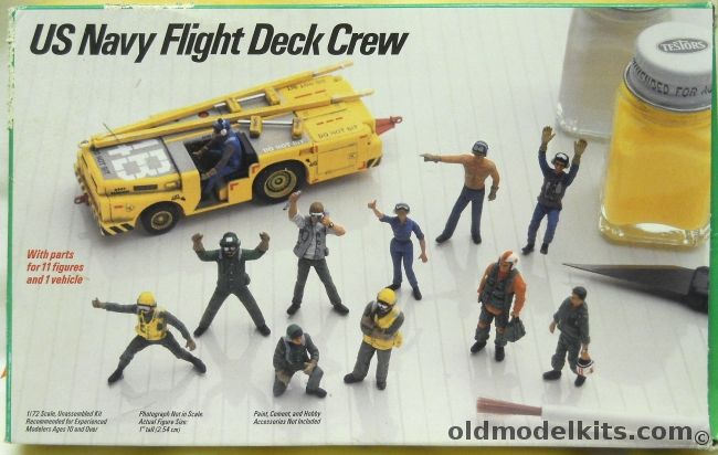 Testors 1/72 US Navy Flight Deck Crew - 11 Figures and Vehicle, 850 plastic model kit