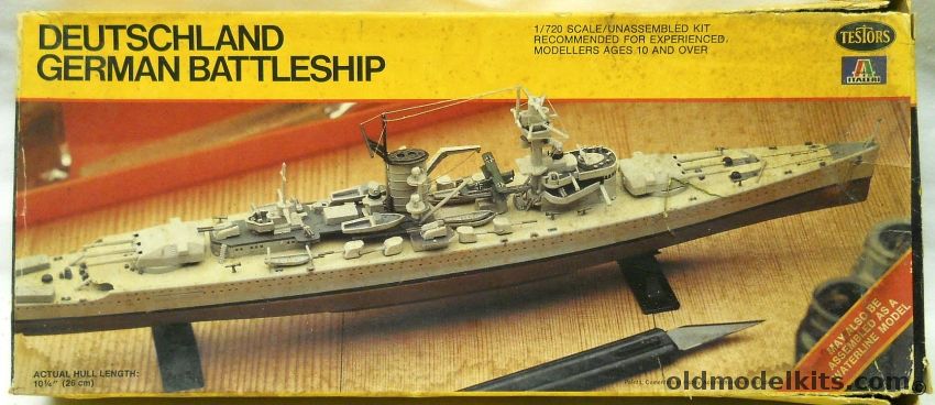 Testors 1/720 Deutschland Pocket Battleship - Panzerschiff Pocket Battleship WWII, 895 plastic model kit