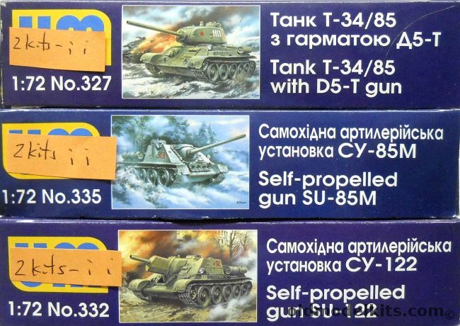UM Models 1/72 TWO T-34/85 With D5-T Gun / TWO SU-85M SPG / TWO Su-122 SPG, 327 plastic model kit