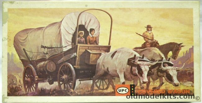 UPC 1/48 Covered Wagon - With Driver / Two Oxen / Horse And Rider - (ex Adams / Revell / Miniature Masterpieces /Life-Like), 4010-100 plastic model kit