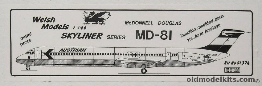 Welsh 1/144 McDonnell  Douglas MD-81 - Austrian Airlines, SL37A plastic model kit