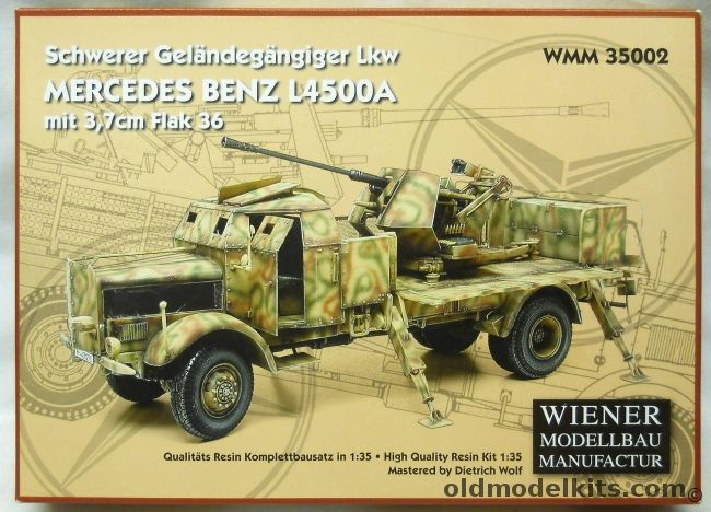 Wiener Modellbau 1/35 Mercedes Benz L4500A Mit 3.7cm Flak 36 - Schwerer Gelandegangigger Lkw, WMM35002 plastic model kit