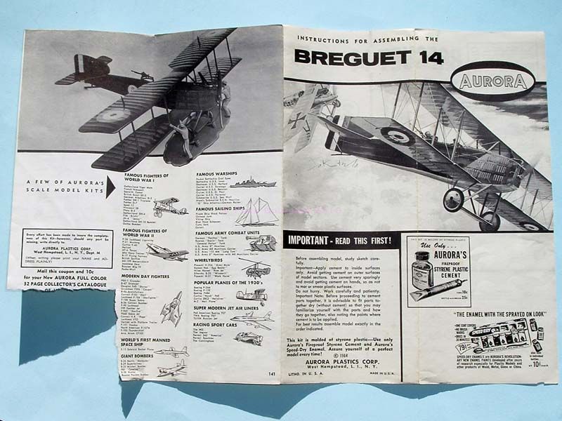 Aurora's 1/48 Scale Breguet 14 With Kit Release History – Old