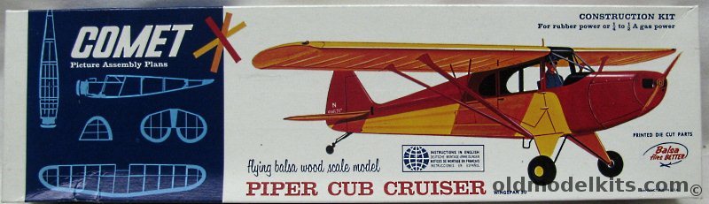 Comet Piper Cub Cruiser - 30 Inch Wingspan Flying Balsa Aircraft, 3902