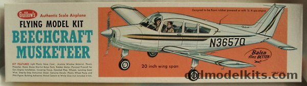 Guillows 1/19 Beechcraft Musketeer - 20 inch Wingspan Flying Balsawood ...