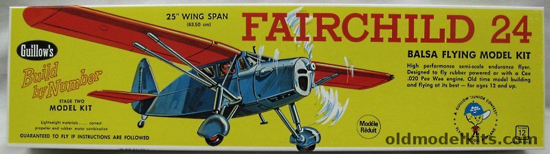 Guillows Fairchild 24 - 25 inch Wingspan for Free Flight or R/C ...