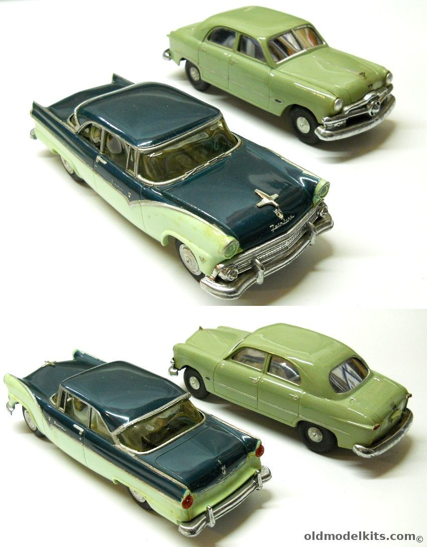AMT 1/25 1955 Ford Fairlane Victoria 2 Door HT Friction Drive Promo And 1950 Ford Four Door Sedan Key Wind Promo plastic model kit