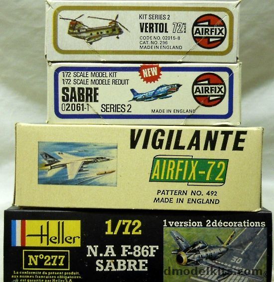 Airfix 1/72 Vertol 107 Helictoper / TWO F-86D Sabre Dog / TWO RA-5C Vigilante / TWO F-86F Sabre Jet, 02015-8 plastic model kit