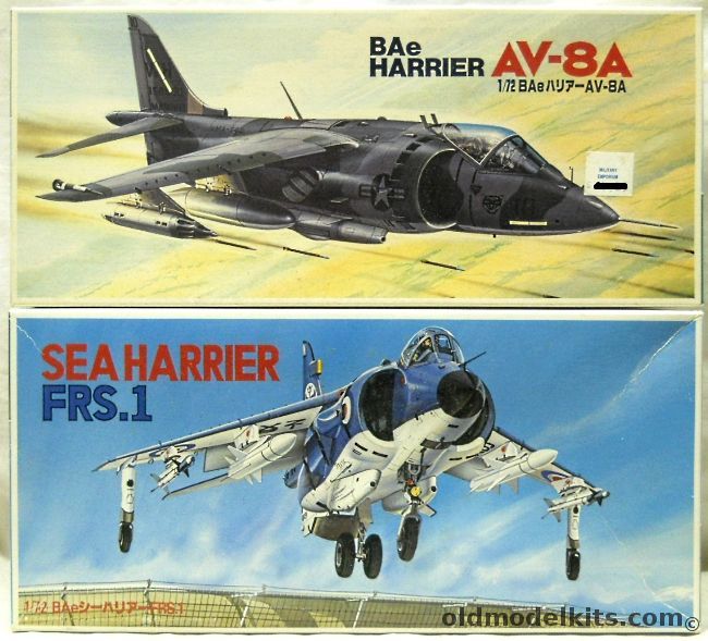 Fujimi 1/72 TWO British Aerospace Harrier AV-8A / TWO BAe Sea Harrier FRS.1, 7A-B3-500 plastic model kit