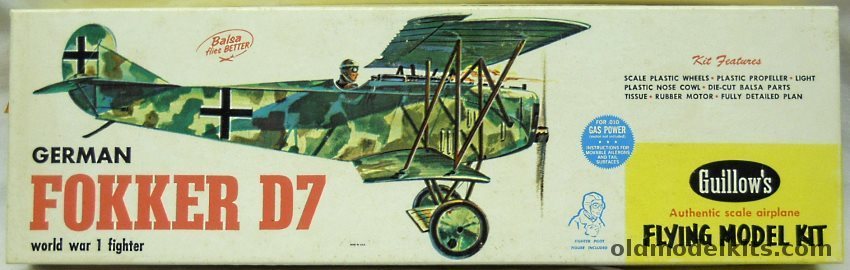 Guillows Fokker D-VII - 18 inch Wingspan Rubber Powered Balsa Wood Kit, 103