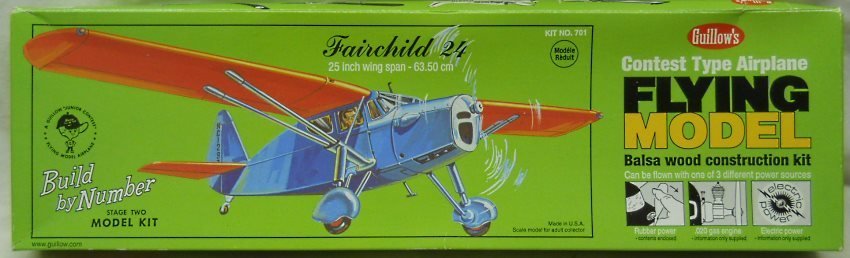 Guillows Fairchild 24 - 25 inch Wingspan for Free Flight or R/C ...