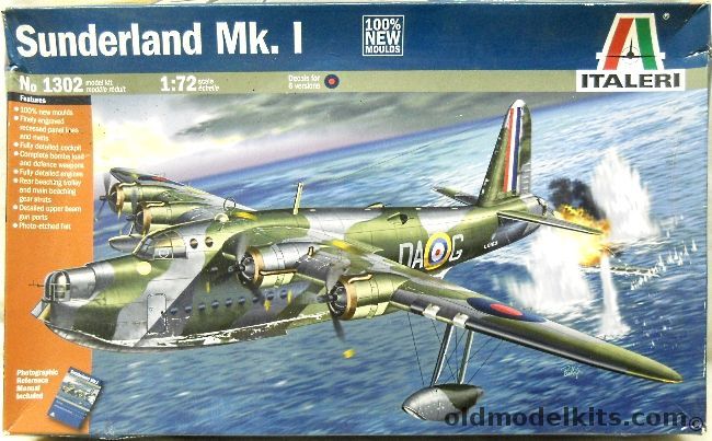 Italeri 1/72 Short Sunderland Mk.I - 230 Sq Eastern Mediterranean 1940 / 210 Sq 1941 / 95 Sq Freetown Sierra Leone 1941 / 204 Sq Bathurst Gambia 1941/42 / 201 Sq Oban Scotland 1940 / 210 Sq Scotland 1941, 1302 plastic model kit