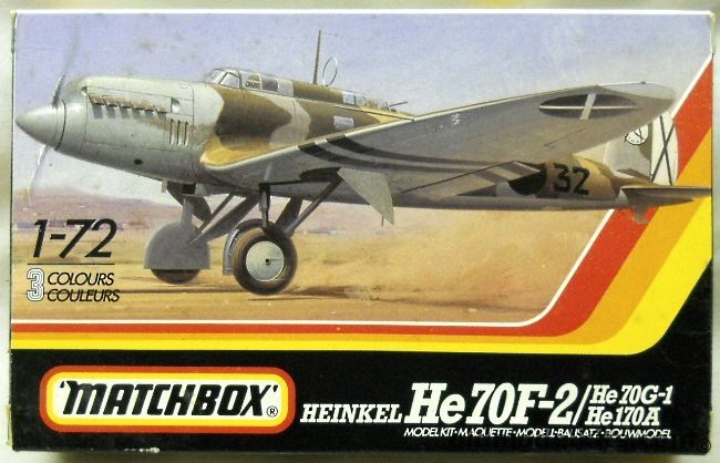 Matchbox 1/72 TWO Heinkel He-70 F-2 / He-70 G-1 / He-170A - Hungarian Air Force / Spanish Civil War Nationalist / Lufthansa, PK-132 plastic model kit