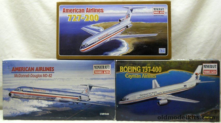 Minicraft 1/144 MD-82 American Airlines / Boeing 737-400 Cayman Airlines / Boeing 727-200 American Airlines plastic model kit