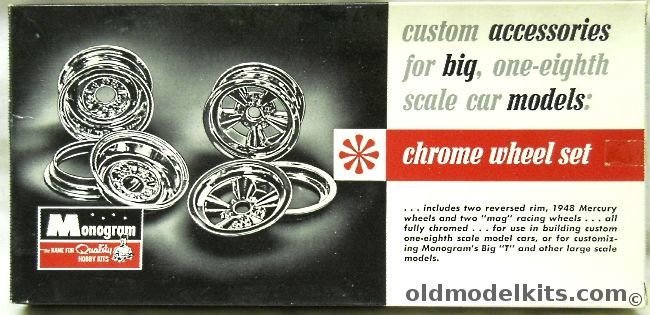 Monogram 1/8 Chrome Wheel Set - Custom Accessories For 1/8 Scale Cars, AK205-79 plastic model kit
