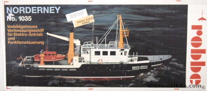 Robbe 1/25 Norderney Survey Ship With 1036 Fittings Set - 49 Inches Long For R/C Or Static Display, 1035 plastic model kit