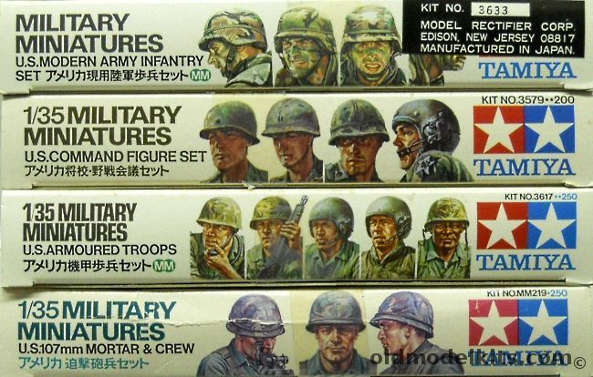 Tamiya 1/35 US Modern Army Infantry / US Command Figure Set / US Armoured Troops / US 107mm Mortar And Crew, 3633 plastic model kit