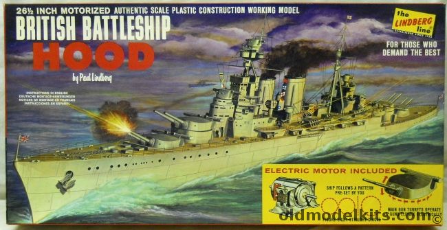 Lindberg 1/400 British Battleship Hood Motorized, 763M-500 plastic model kit