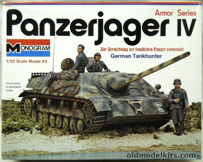 Monogram 1/32 Panzerjager IV - L/48 German Tankhunter With Diorama Instructions - White Box Issue, 7505 plastic model kit